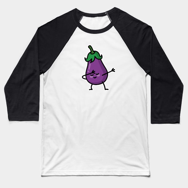 Aubergine eggplant dab dabbing Baseball T-Shirt by LaundryFactory